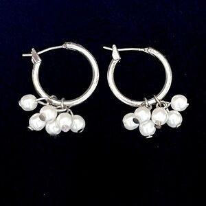 5 for $25! Vintage Silver & Pearl Hoop Dangle Earrings!